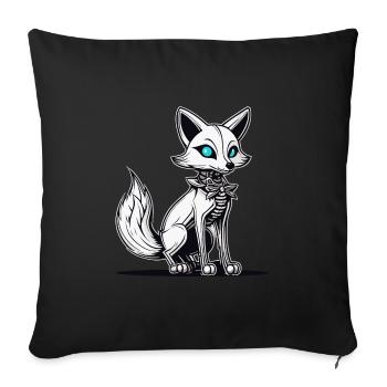 Fuchs Skelett Illustration - Sofakissenbezug 45 x 45 cm - Schwarz - Vorne