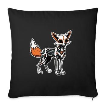 Fuchs Skelett Illustration - Sofakissenbezug 45 x 45 cm - Schwarz - Vorne