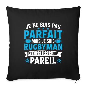 Je suis rugbyman et c'est presque pareil - Housse de coussin décorative 45 x 45 cm - noir - Devant
