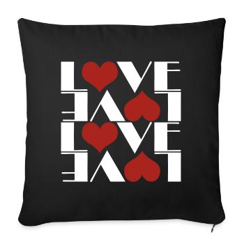 Coeurs d’AMOUR - Housse de coussin décorative 45 x 45 cm - noir - Devant