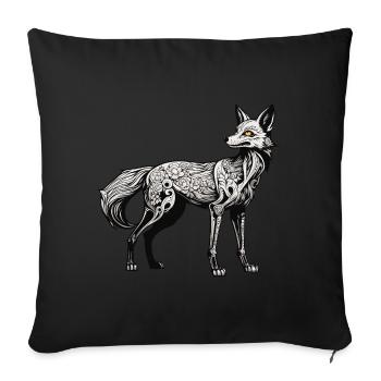 Fuchs Skelett Illustration - Sofakissenbezug 45 x 45 cm - Schwarz - Vorne