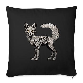 Fuchs Skelett Illustration - Sofakissenbezug 45 x 45 cm - Schwarz - Vorne