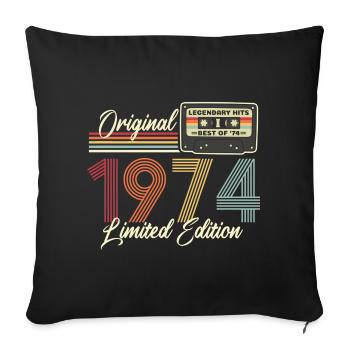 50e anniversaire 1974 Millésime 2024 - Housse de coussin décorative 45 x 45 cm - noir - Devant