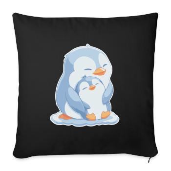 Pinguin Mama und Baby Muttertag - Sofakissenbezug 45 x 45 cm - Schwarz - Vorne