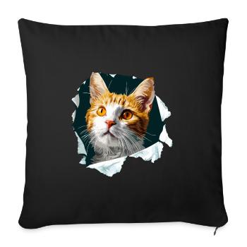 Cat, Cat, Cat, Cat Head, Cat Lover - Sofa pillowcase 17,3'' x 17,3'' (45 x 45 cm) - black - Front