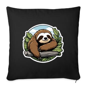 Sleeping Sloth Illustration - Sofa pillowcase 17,3'' x 17,3'' (45 x 45 cm) - black - Front