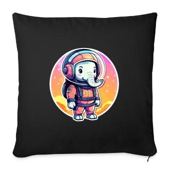 Elephant Astronaut Illustration - Sofa pillowcase 17,3'' x 17,3'' (45 x 45 cm) - black - Front