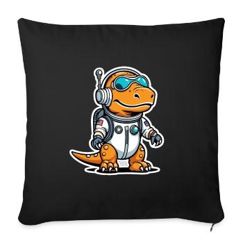 Illustration d’astronaute dinosaure - Housse de coussin décorative 45 x 45 cm - noir - Devant