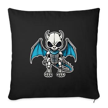 Cute Dragon Skeleton Illustration - Sofa pillowcase 17,3'' x 17,3'' (45 x 45 cm) - black - Front