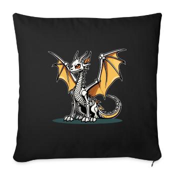 Cute Dragon Skeleton Illustration - Sofa pillowcase 17,3'' x 17,3'' (45 x 45 cm) - black - Front