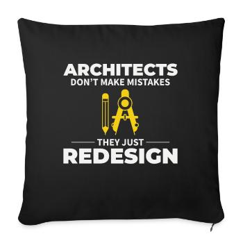 Architecte : Redessiner au lieu d’erreurs ! - Housse de coussin décorative 45 x 45 cm - noir - Devant