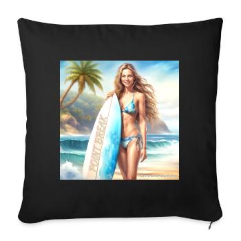 Girl Action Surf 2 - Sofa pillowcase 17,3'' x 17,3'' (45 x 45 cm) - black - Front