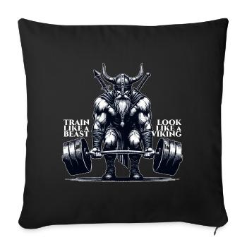 Cadeau de soulevé de terre Viking - Housse de coussin décorative 45 x 45 cm - noir - Devant