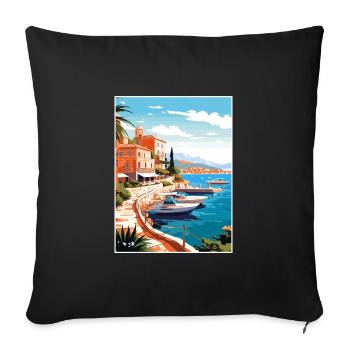 Cote D Azur France Vintage Travel Poster Souvenir - Sofa pillowcase 17,3'' x 17,3'' (45 x 45 cm) - black - Front