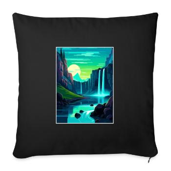 Aurora Borealis Iceland Vintage Travel Poster WPA - Sofa pillowcase 17,3'' x 17,3'' (45 x 45 cm) - black - Front