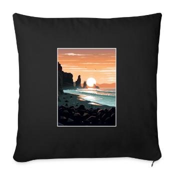 Black Sand Beach Iceland Vintage Travel Poster WPA - Sofa pillowcase 17,3'' x 17,3'' (45 x 45 cm) - black - Front