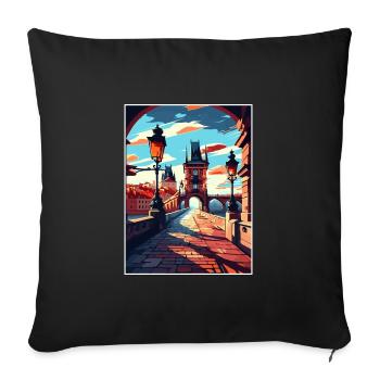Prague Czech Republic Vintage Travel Poster WPA - Sofa pillowcase 17,3'' x 17,3'' (45 x 45 cm) - black - Front