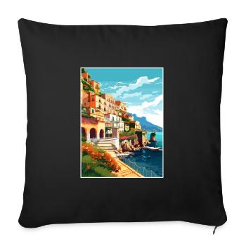 Amalfi Italie Décoration Vintage Voyage Affiche WPA - Housse de coussin décorative 45 x 45 cm - noir - Devant