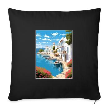 Paros Greece Decoration Vintage Travel Poster WPA - Sofa pillowcase 17,3'' x 17,3'' (45 x 45 cm) - black - Front