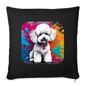 Cute poodle with colorful background - Sofa pillowcase 17,3'' x 17,3'' (45 x 45 cm) - black - Front
