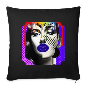 Collage photo Pop Art coloré - Housse de coussin décorative 45 x 45 cm - noir - Devant