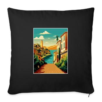 Sicily Italy Decoration Vintage Travel Poster WPA - Sofa pillowcase 17,3'' x 17,3'' (45 x 45 cm) - black - Front