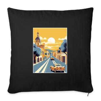 Jerez De La Frontera Spain Vintage Travel Poster - Sofa pillowcase 17,3'' x 17,3'' (45 x 45 cm) - black - Front