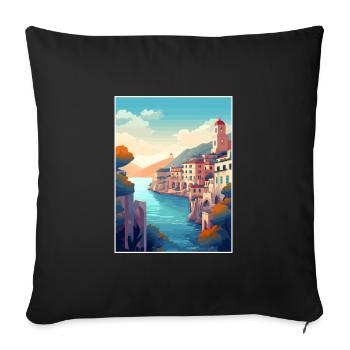 Amalfi Italie Décoration Vintage Voyage Affiche WPA - Housse de coussin décorative 45 x 45 cm - noir - Devant