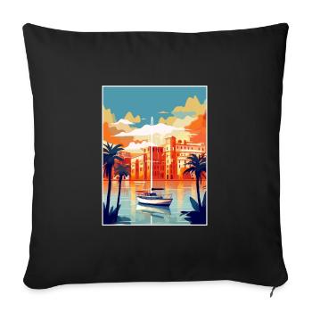 Palma De Mallorca Spain Vintage Travel Poster WPA - Sofa pillowcase 17,3'' x 17,3'' (45 x 45 cm) - black - Front