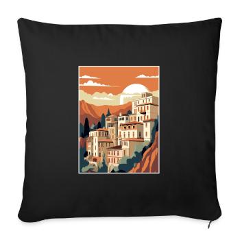 Cuenca Espagne Vintage voyage affiche WPA Souvenir - Housse de coussin décorative 45 x 45 cm - noir - Devant