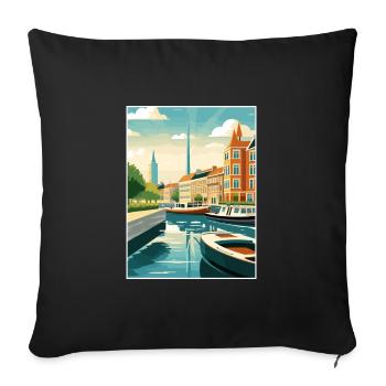 Copenhague Danemark Vintage voyage affiche Souvenir - Housse de coussin décorative 45 x 45 cm - noir - Devant