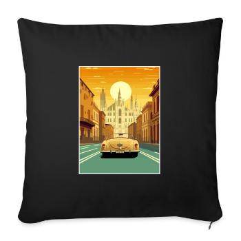 Milan Espagne Ibiza Vintage voyage affiche Souvenir - Housse de coussin décorative 45 x 45 cm - noir - Devant