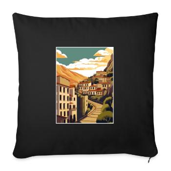Cuenca Espagne Vintage voyage affiche WPA Souvenir - Housse de coussin décorative 45 x 45 cm - noir - Devant