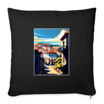 Viseu Portugal Vintage voyage affiche WPA Souvenir - Housse de coussin décorative 45 x 45 cm - noir - Devant