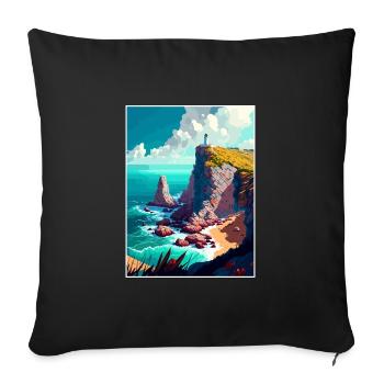 Cabo Da Roca Portugal Affiche de voyage Vintage WPA - Housse de coussin décorative 45 x 45 cm - noir - Devant