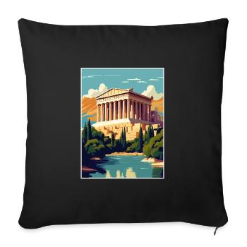 Athens Greece Decoration Vintage Travel Poster WPA - Sofa pillowcase 17,3'' x 17,3'' (45 x 45 cm) - black - Front