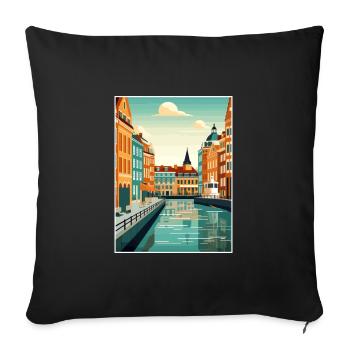 Copenhague Danemark Vintage voyage affiche Souvenir - Housse de coussin décorative 45 x 45 cm - noir - Devant