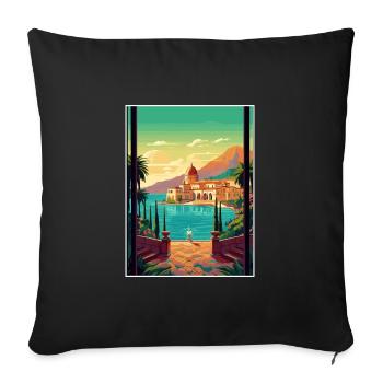 Sicily Italy Decoration Vintage Travel Poster WPA - Sofa pillowcase 17,3'' x 17,3'' (45 x 45 cm) - black - Front