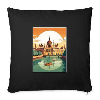 Budapest Hungary Vintage Travel Poster Souvenir - Sofa pillowcase 17,3'' x 17,3'' (45 x 45 cm) - black - Front