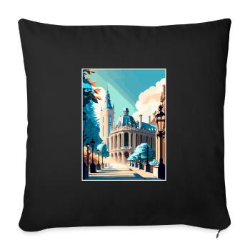 Brussels Belgium Vintage Travel Poster Souvenir - Sofa pillowcase 17,3'' x 17,3'' (45 x 45 cm) - black - Front