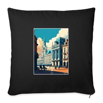 Brussels Belgium Vintage Travel Poster Souvenir - Sofa pillowcase 17,3'' x 17,3'' (45 x 45 cm) - black - Front