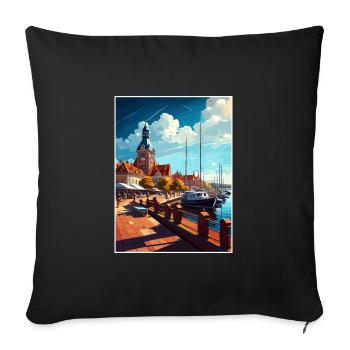 Ustka Poland Vintage Travel Poster WPA Souvenir - Sofa pillowcase 17,3'' x 17,3'' (45 x 45 cm) - black - Front