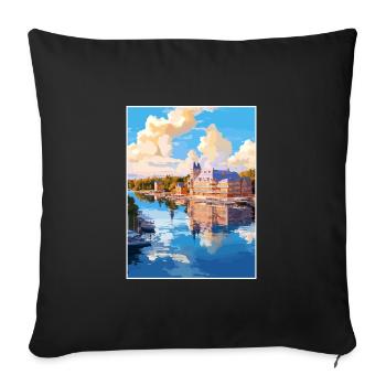 Naantali Finlande Vintage voyage affiche Souvenir - Housse de coussin décorative 45 x 45 cm - noir - Devant