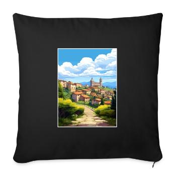 Bergame Italie Vintage voyage affiche WPA Souvenir - Housse de coussin décorative 45 x 45 cm - noir - Devant