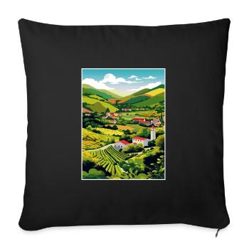Douro Valley Portugal Vintage Travel Poster WPA - Sofa pillowcase 17,3'' x 17,3'' (45 x 45 cm) - black - Front