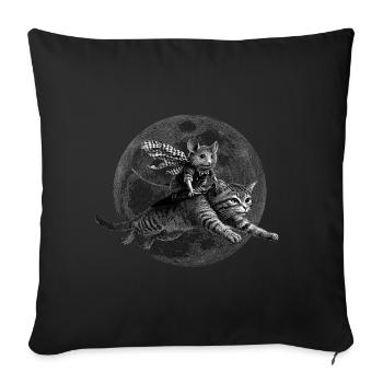 True Moon Love - La souris vole avec un chat - Housse de coussin décorative 45 x 45 cm - noir - Devant