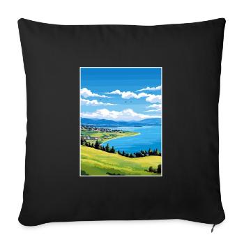 Lake Neuchatel Deco Vintage Travel Poster Souvenir - Sofa pillowcase 17,3'' x 17,3'' (45 x 45 cm) - black - Front