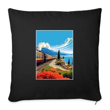 Orient Express Europa Deko Vintage Reiseposter - Sofakissenbezug 45 x 45 cm - Schwarz - Vorne
