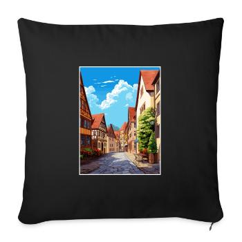 Nuremberg Decoration Germany Vintage Travel Poster - Sofa pillowcase 17,3'' x 17,3'' (45 x 45 cm) - black - Front