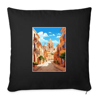 Alicante Espagne affiche de voyage vintage WPA Souvenir - Housse de coussin décorative 45 x 45 cm - noir - Devant